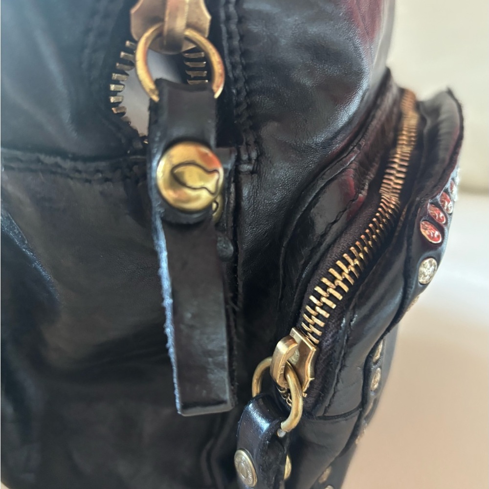 Campomaggi Black Small Backpack with Rivets - Picture 7 of 14